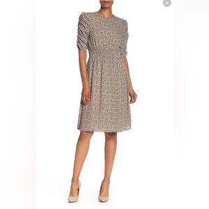 MOVING SALE 🏠 Bobeau Leopard Print Ruched Sleeve Dress - Medium - NWOT